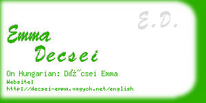 emma decsei business card